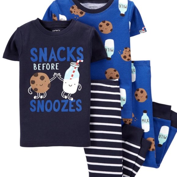 NWt 4t 4 2T 5T 5 3T carters chocolate chip cookies & milk pajamas birthday xmas